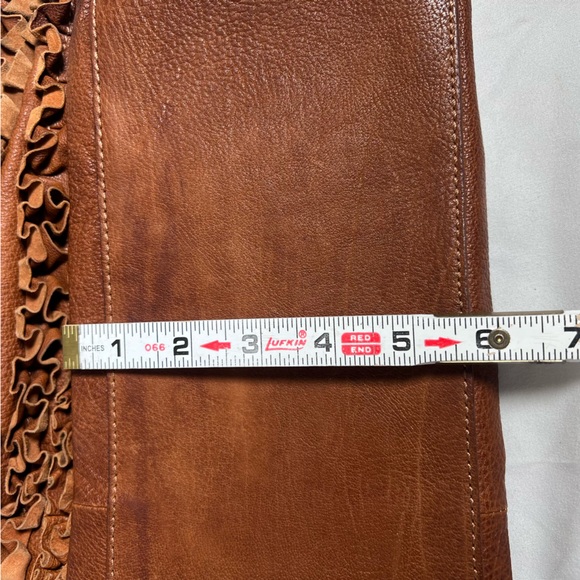 Vintage MOSCHINO Cheap and Chic Brown Leather Ruffle Shoulder Bag Purse Handbag - Picture 15 of 16